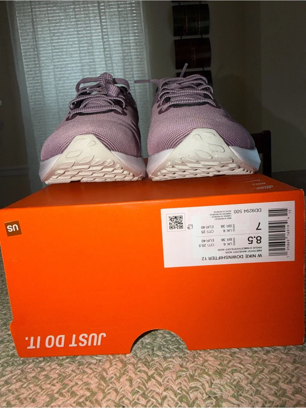 Nike Downshifter 12 women’s Purple Running Sneakers size 8.5 new box without lid